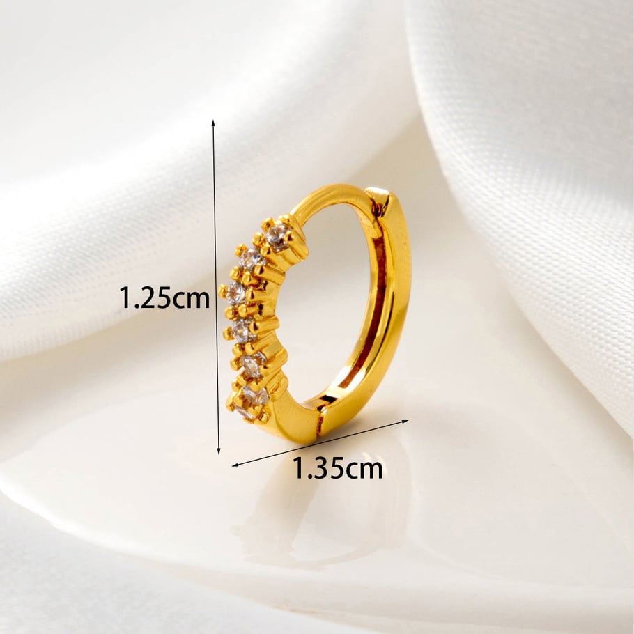 1 Piece Simple Series Copper  Gold Color Material Zircon Women's Hoop Earrings 